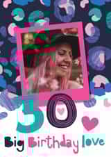 Personalised Birthday Photo Card created by Beverley Hopwood Illustration - Pretty Birthday Card - 30th - Big Love