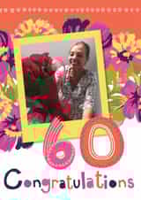 Personalised Birthday Photo Card created by Beverley Hopwood Illustration - Pretty Birthday Card - 60th - Congratulations