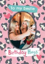Personalised Birthday Photo Card created by Beverley Hopwood Illustration - Classic Birthday Card - For Bestie - Leopard Print Frame