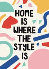 Classic New Home Card - Modern Memphis Collage created by Christine Cuddihy Illustration