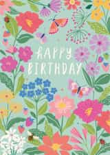 Pretty Birthday Card - For Her - Flowers & Butterflies created by Nina Raby - Jones