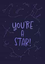 Fun Thank You Card - You're A Star - Stars created by Sarah Deane
