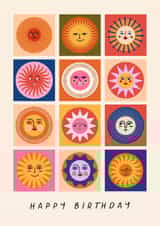 Arty Birthday Card - Sunshine - Faces created by Sad Girl Illustration