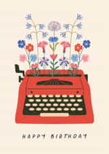 Pretty Birthday Card - For Her - Typewriter created by Sad Girl Illustration
