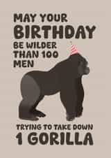 Funny Birthday Card - Men Versus Gorilla created by PopDogShop