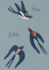 Arty Birthday Card - Swallows - Birds created by Victoria Lucy Williams