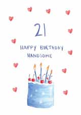 Classic Birthday Card - 21st - Cake - Handsome created by HCD Illustration