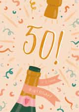 Classic 50th Birthday Card - For Her - Champagne created by The Pattern Press