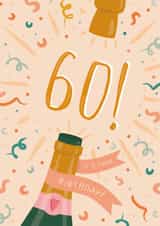 Classic 60th Birthday Card - For Her - Champagne created by The Pattern Press