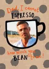 Personalised Father's Day Photo Card created by Beverley Hopwood Illustration - Cute Father's Day/Birthday Card - Coffee - Espresso