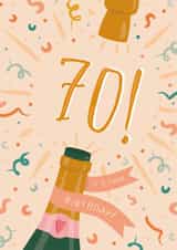 Classic 70th Birthday Card - For Her - Champagne created by The Pattern Press