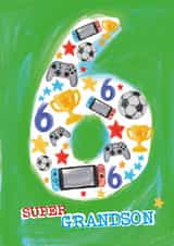 Classic Birthday Card - 6th - Super Grandson created by Rulu