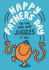 Cute Father’s Day Card - Mr. Tickle - Juggling Dad - Mr. Men created by Mr. Men
