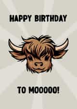 Cute Birthday Card - Highland Cow - Mooooo! created by ZB CREATIVE