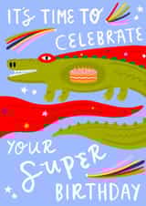 Cute Birthday Card - It's Time To Celebrate - Crocodile created by Lazybonesprint
