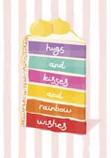 Classic Birthday Card - Hugs And Kisses And Rainbow Wishesb created by Carolyn Rouse