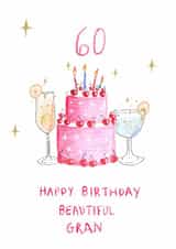 Classic Birthday Card - 60th - Wonderful Gran created by HCD Illustration