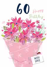 Classic 60th Birthday Card - For Her - Flowers created by Katie Phythian Design