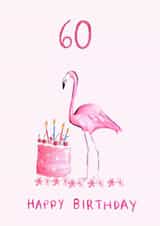 Classic 60th Birthday Card - For Her - Cake created by HCD Illustration