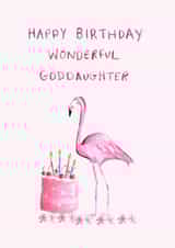 Classic Birthday Card - For Goddaughter - Flamingo created by HCD Illustration