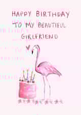 Classic Birthday Card - For Girlfriend - Flamingo created by HCD Illustration