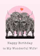 Cute Birthday Card - For Wife - Highland Cows created by Beth Higgins Art