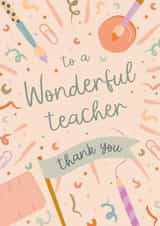 Classic Thank You Card - Wonderful Teacher created by The Pattern Press