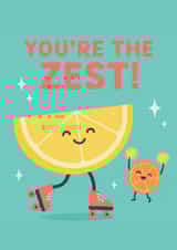 Cute Birthday Card for Friend – Lemon Roller Skating – You’re the Zest! created by Tiffany Halls
