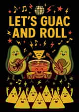 Funny Birthday Card for Friend – Avocado Band – Let’s Guac and Roll created by Tiffany Halls