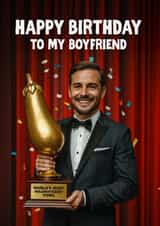 Funny Birthday Card - For Boyfriend World’s Most Magnificent Dong created by Woody's Design