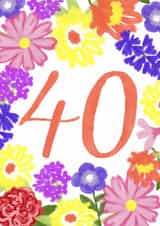Classic Birthday Card - 40th - Pretty Florals created by Juniper and Rose Studio