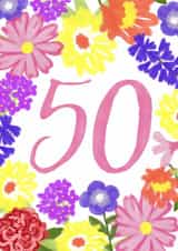 Classic Birthday Card - 50th - Pretty Florals created by Juniper and Rose Studio