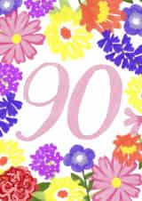 Classic Birthday Card - 90th - Pretty Florals created by Juniper and Rose Studio