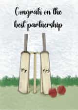Fun Wedding Card - Congrats On The Best Partnership - Cricket created by Illustrations by Sammy
