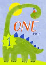 Cute 1st Birthday Card - One Today - Dinosaur created by Juniper and Rose Studio