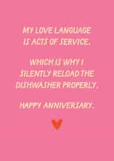 Funny Anniversary Card - Love Language - Acts Of Service created by Sweetlove Press