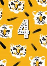 Cute 4th Birthday Card - Tiger - Unisex created by Rebecca Prinn