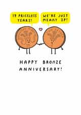 Cute 19th Anniversary Card - 2p Coins - Pun created by mungo and shoddy