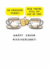 Cute 20th Anniversary Card - Happy China Anniversary - Cup Of Tea created by mungo and shoddy