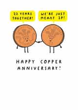 Cute 22nd Anniversary Card - 2p Coins - Pun created by mungo and shoddy