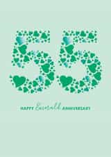 Classic 55th Anniversary Card - Emerald Anniversary - Hearts created by mrs L cards