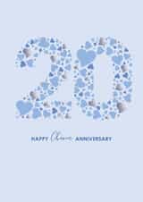 Classic 20th Anniversary Card - China Anniversary - Hearts created by mrs L cards