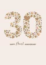 Classic 30th Anniversary Card - Pearl Anniversary - Hearts created by mrs L cards