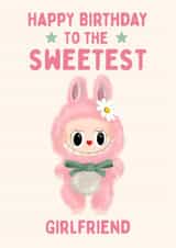 Cute Birthday Card - Sweetest Girlfriend - Labubu Doll created by Hello Fridays Studio