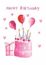 Classic Birthday Card - For Her - Cake created by HCD Illustration