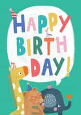 Cute Birthday Card - Animals - Giraffe created by Stripey Paper