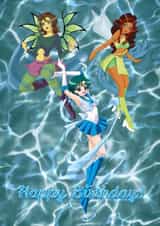 Water sign magical girl birthday card created by Magicalbrat