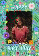 Personalised Birthday Photo Card created by Pear Tree Press - Pretty Birthday Card - Ditsy Floral Frame