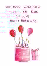 Pretty Birthday Card - June - Cake created by HCD Illustration