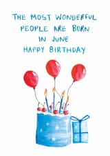 Classic Birthday Card - June - Cake created by HCD Illustration